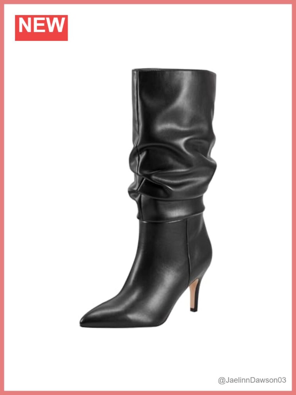 Faux Leather Pointy Toe Stiletto Heel Mid-Calf Boots Women